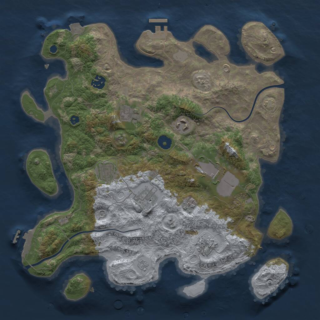Rust Map: Procedural Map, Size: 3500, Seed: 71603836, 14 Monuments