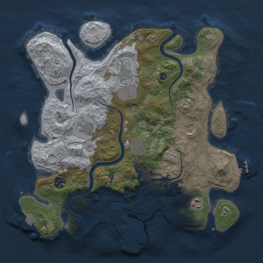 Rust Map: Procedural Map, Size: 3500, Seed: 562751, 13 Monuments