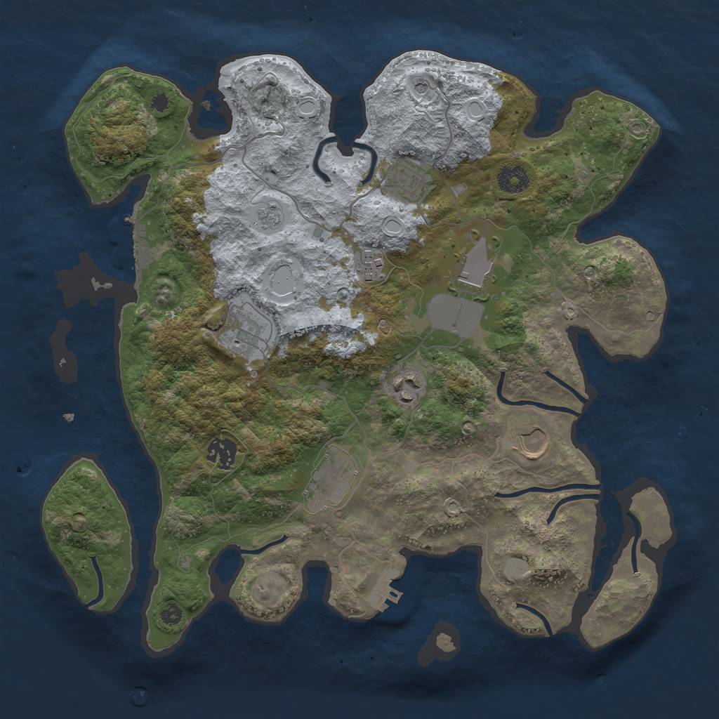 Rust Map: Procedural Map, Size: 3500, Seed: 28678949, 17 Monuments