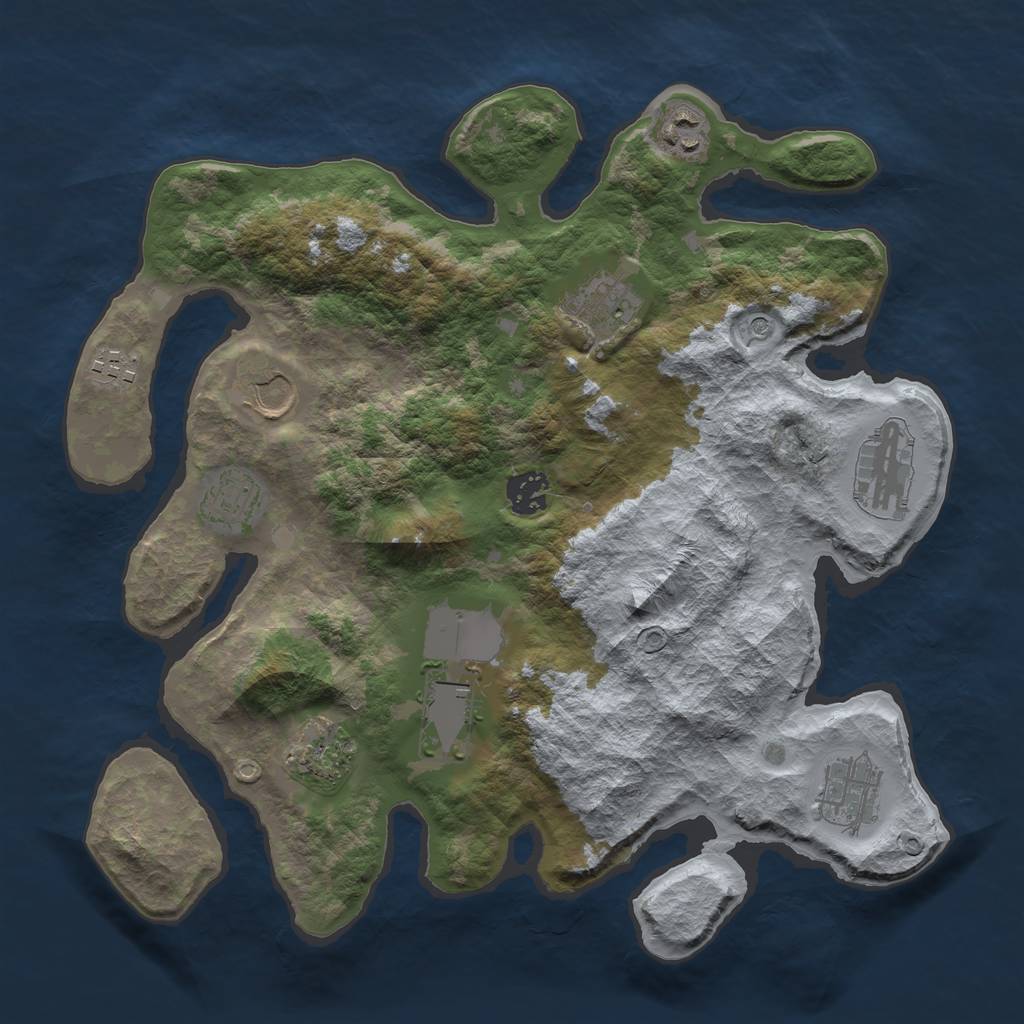 Rust Map: Barren, Size: 3500, Seed: 1830643575, 13 Monuments