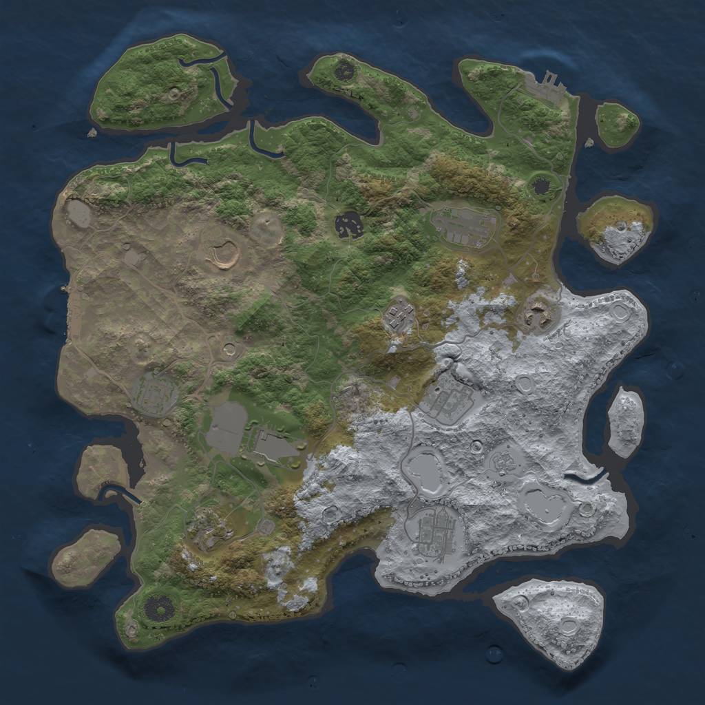 Rust Map: Procedural Map, Size: 3700, Seed: 1053669512, 19 Monuments