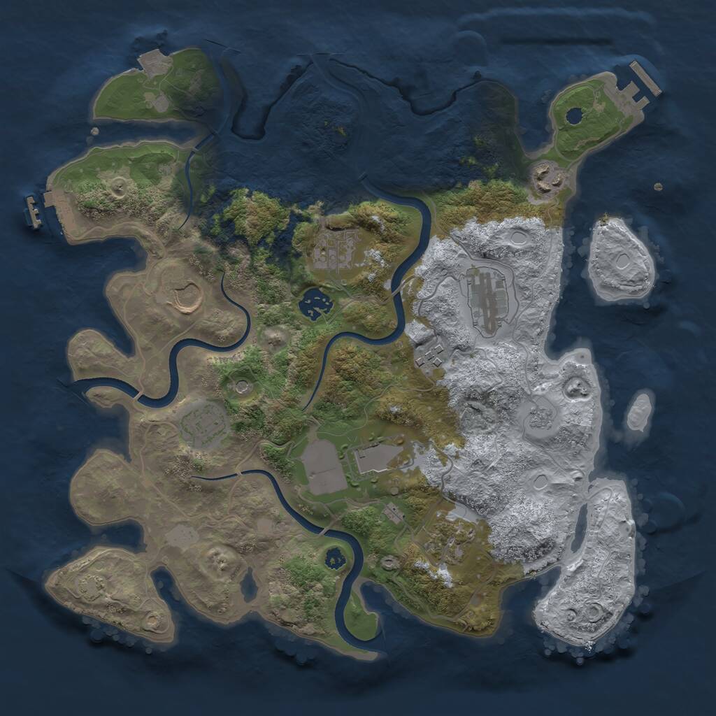 Rust Map: Procedural Map, Size: 3500, Seed: 372124436, 15 Monuments