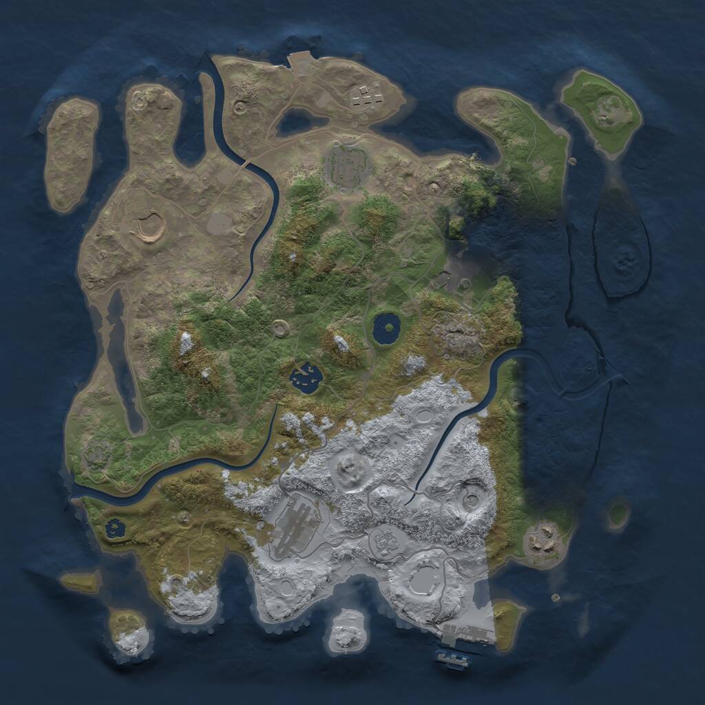 Rust Map: Procedural Map, Size: 3500, Seed: 9122045, 12 Monuments