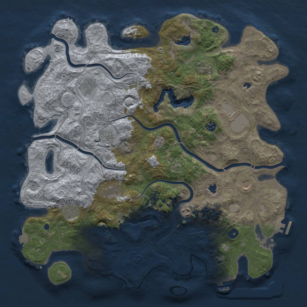Rust Map: Procedural Map, Size: 4500, Seed: 2116705044, 16 Monuments