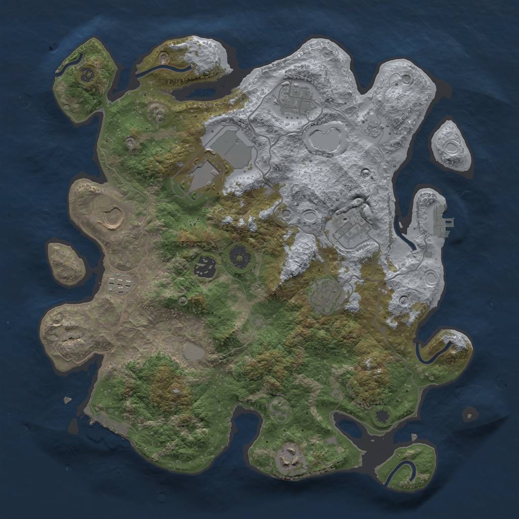Rust Map: Procedural Map, Size: 3500, Seed: 40590228, 17 Monuments