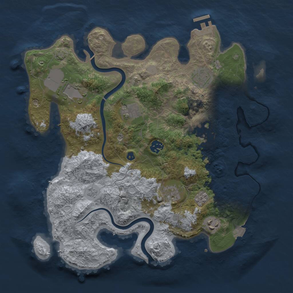 Rust Map: Procedural Map, Size: 3500, Seed: 88231264, 13 Monuments