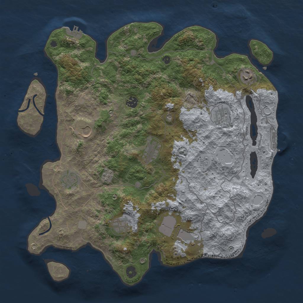 Rust Map: Procedural Map, Size: 4000, Seed: 1956, 18 Monuments