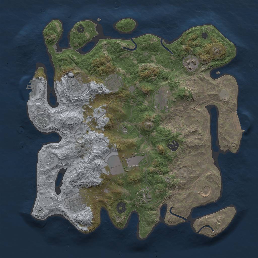 Rust Map: Procedural Map, Size: 3500, Seed: 11468835, 19 Monuments