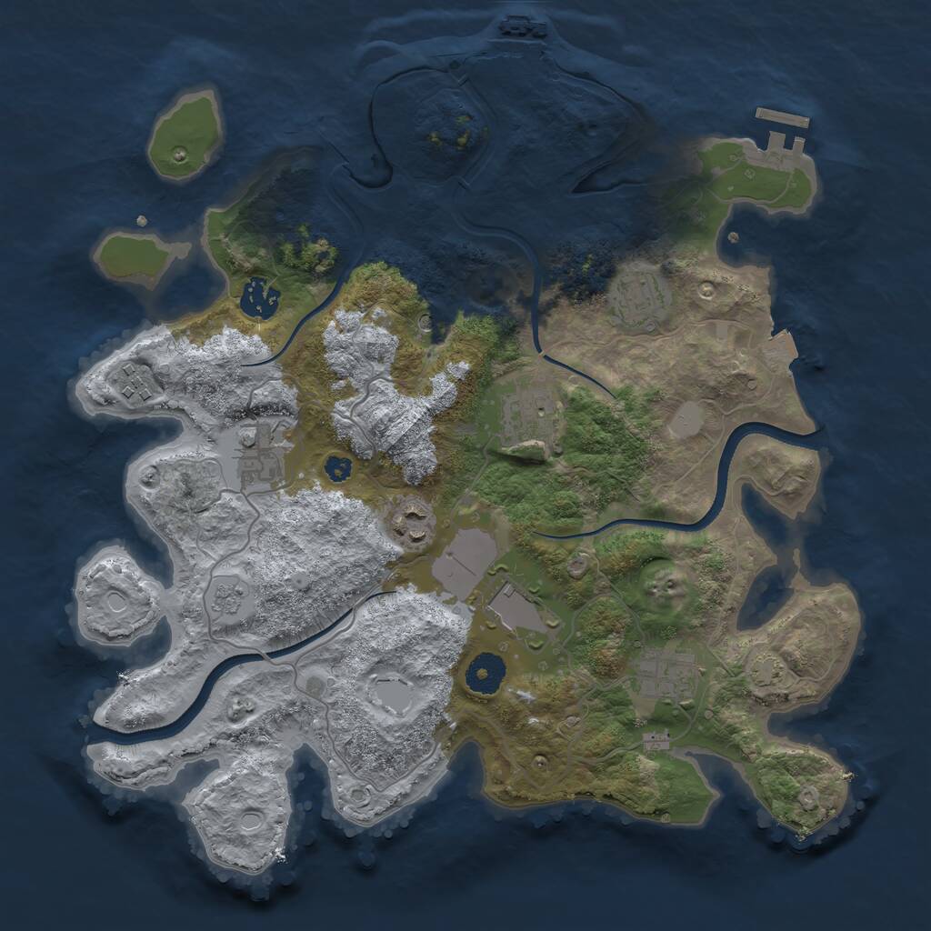 Rust Map: Procedural Map, Size: 3500, Seed: 38384501, 14 Monuments
