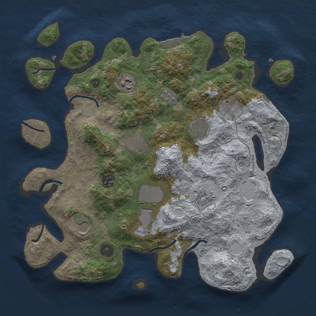 Rust Map: Procedural Map, Size: 3500, Seed: 14113669, 17 Monuments