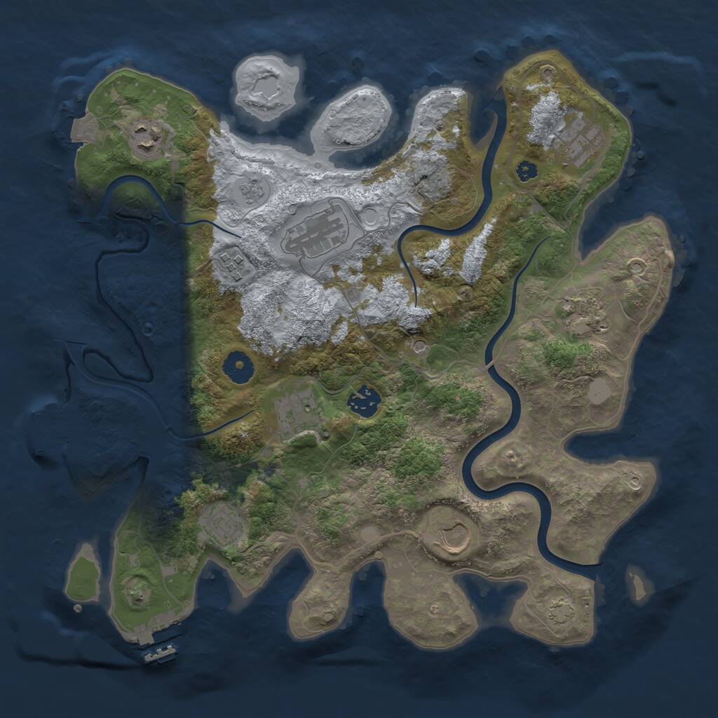 Rust Map: Procedural Map, Size: 3500, Seed: 3455664, 15 Monuments