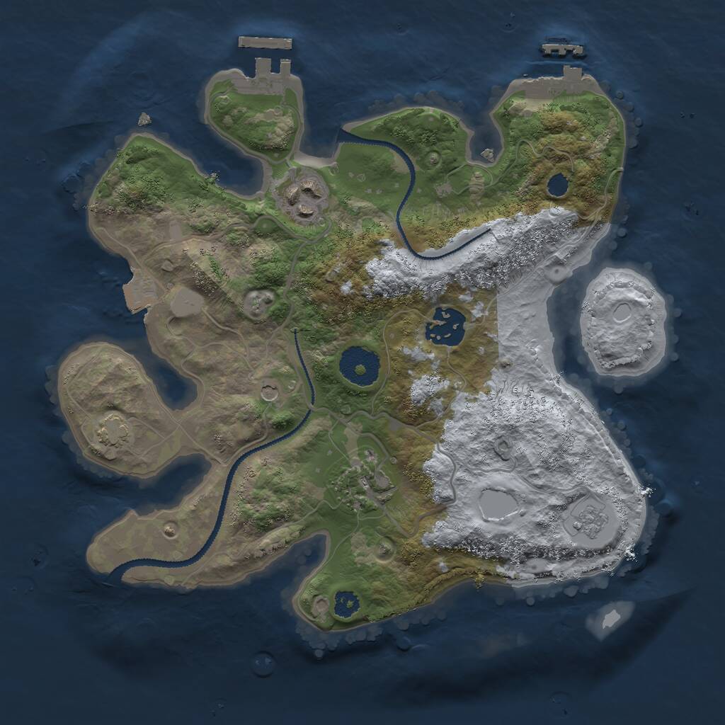 Rust Map: Procedural Map, Size: 2750, Seed: 24325232, 9 Monuments
