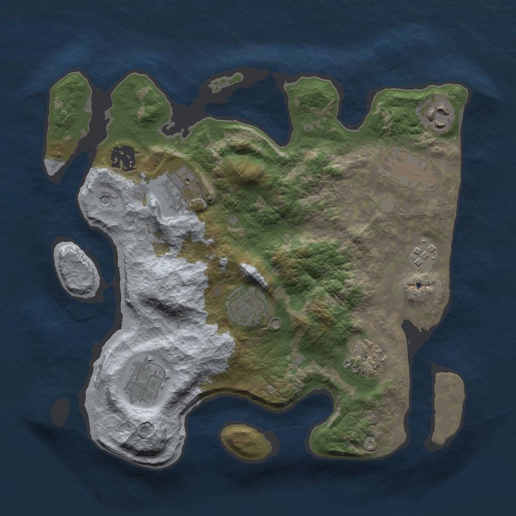Rust Map: Barren, Size: 3000, Seed: 7122022, 11 Monuments