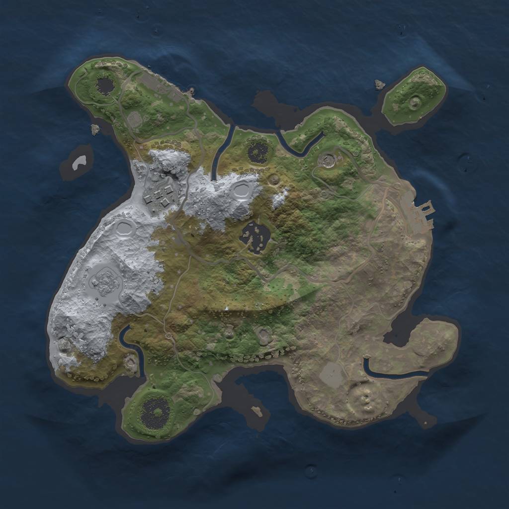 Rust Map: Procedural Map, Size: 2500, Seed: 579880744, 11 Monuments