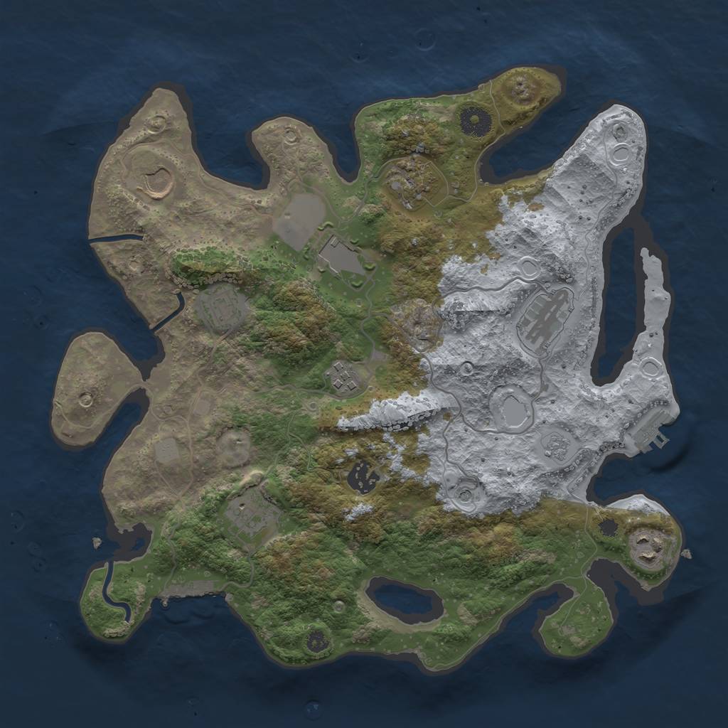 Rust Map: Procedural Map, Size: 3500, Seed: 110032843, 16 Monuments