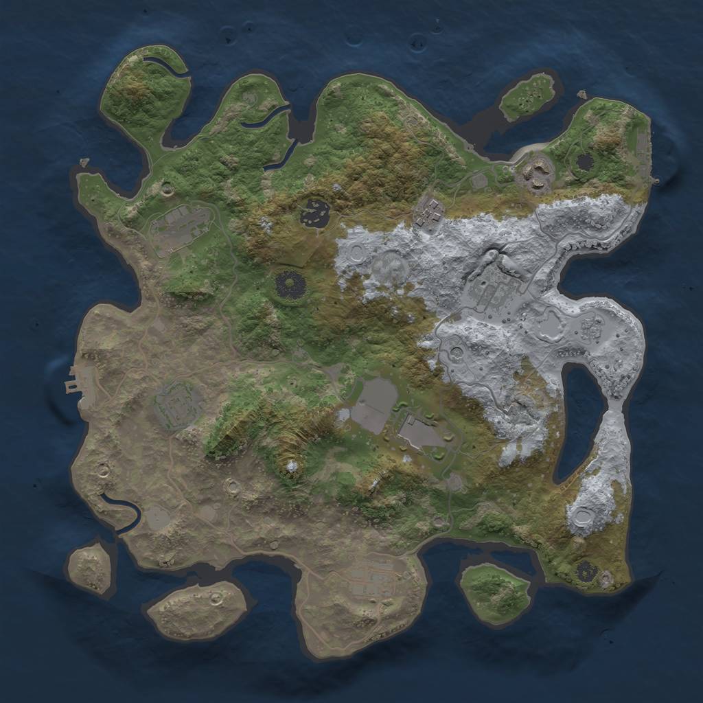 Rust Map: Procedural Map, Size: 3500, Seed: 80982000, 17 Monuments
