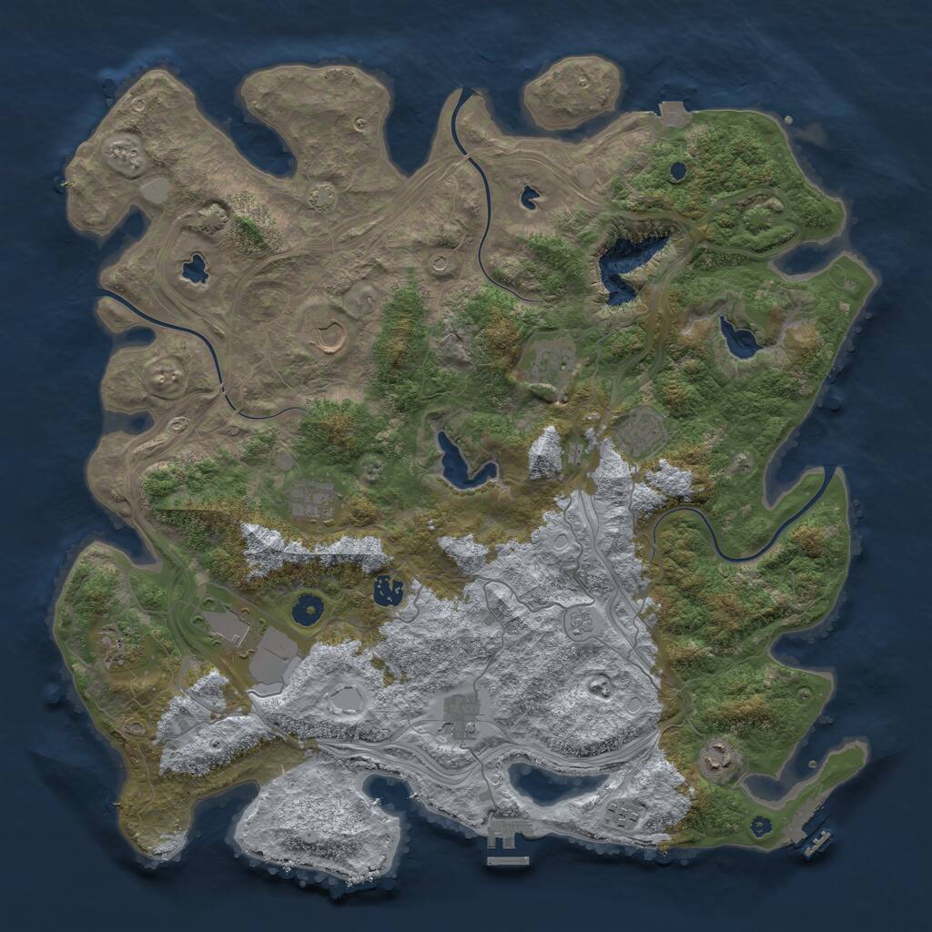 Rust Map: Procedural Map, Size: 4500, Seed: 564321798, 16 Monuments
