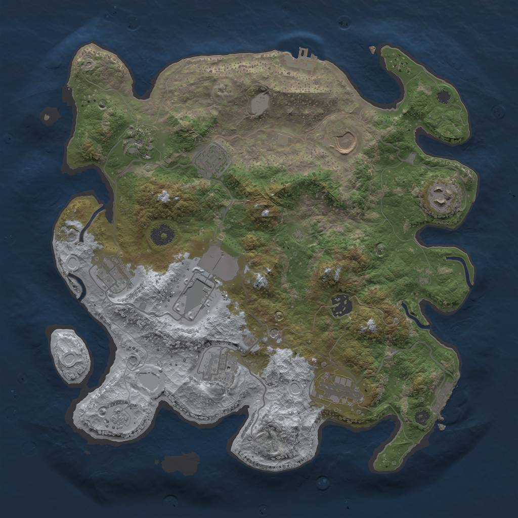 Rust Map: Procedural Map, Size: 3500, Seed: 81355305, 18 Monuments