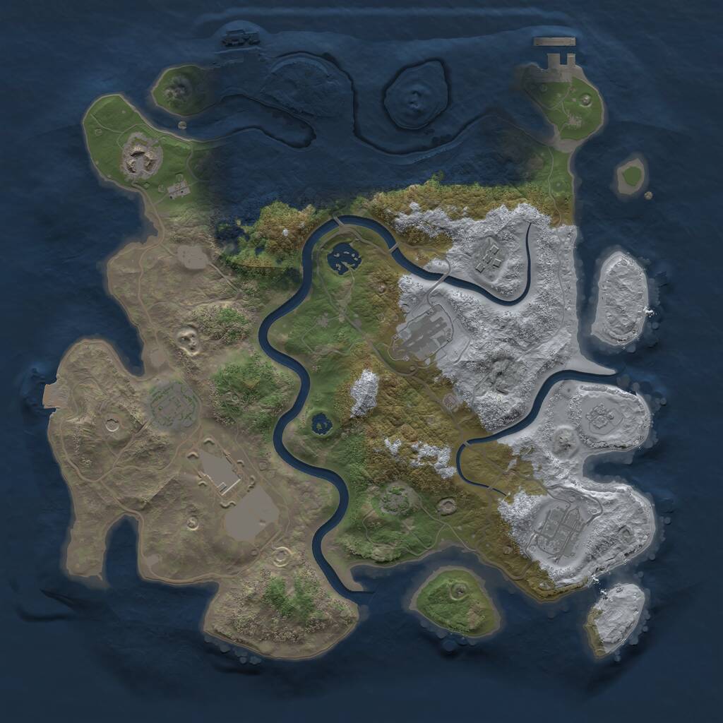 Rust Map: Procedural Map, Size: 3500, Seed: 1130272, 13 Monuments