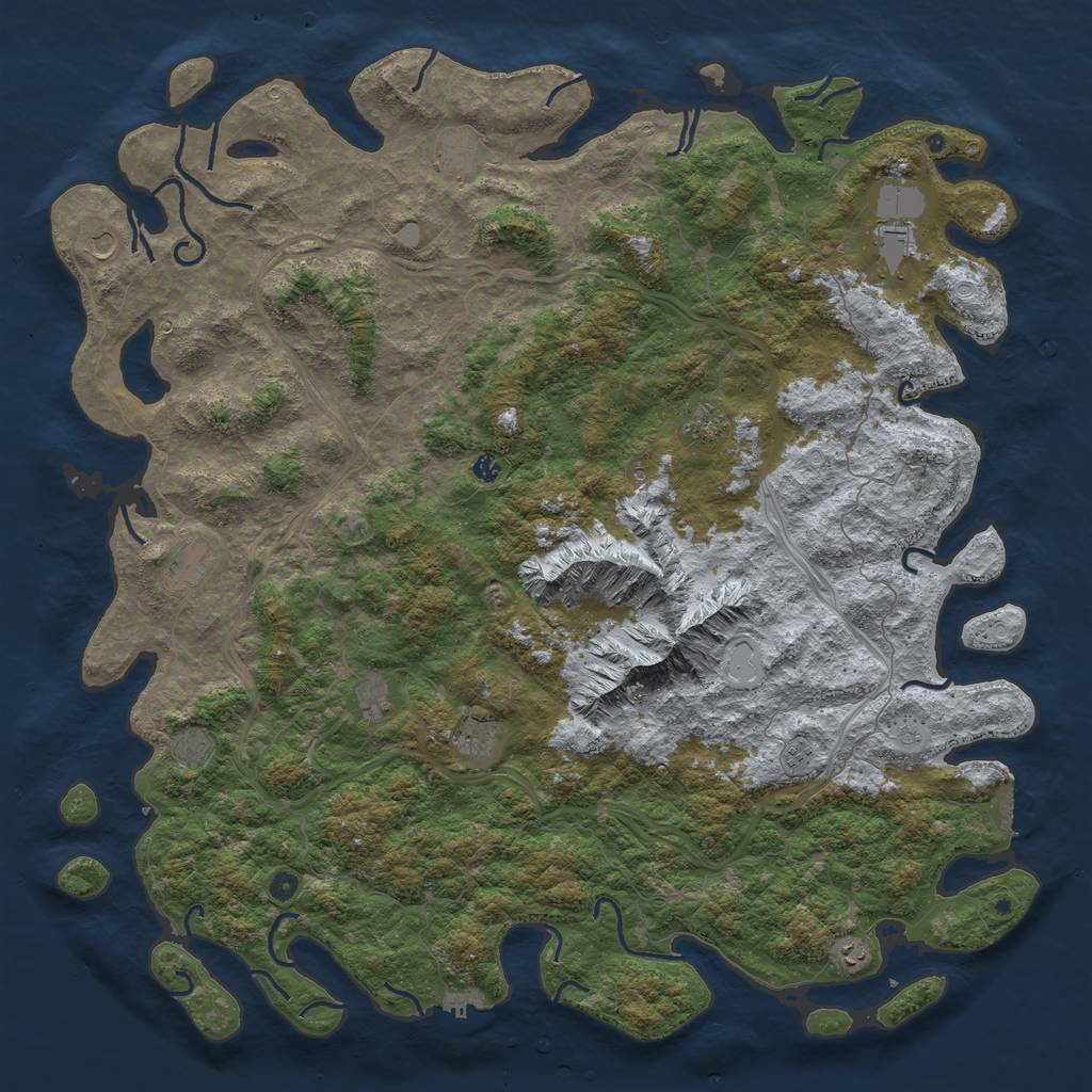Rust Map: Procedural Map, Size: 6000, Seed: 1150626579, 20 Monuments