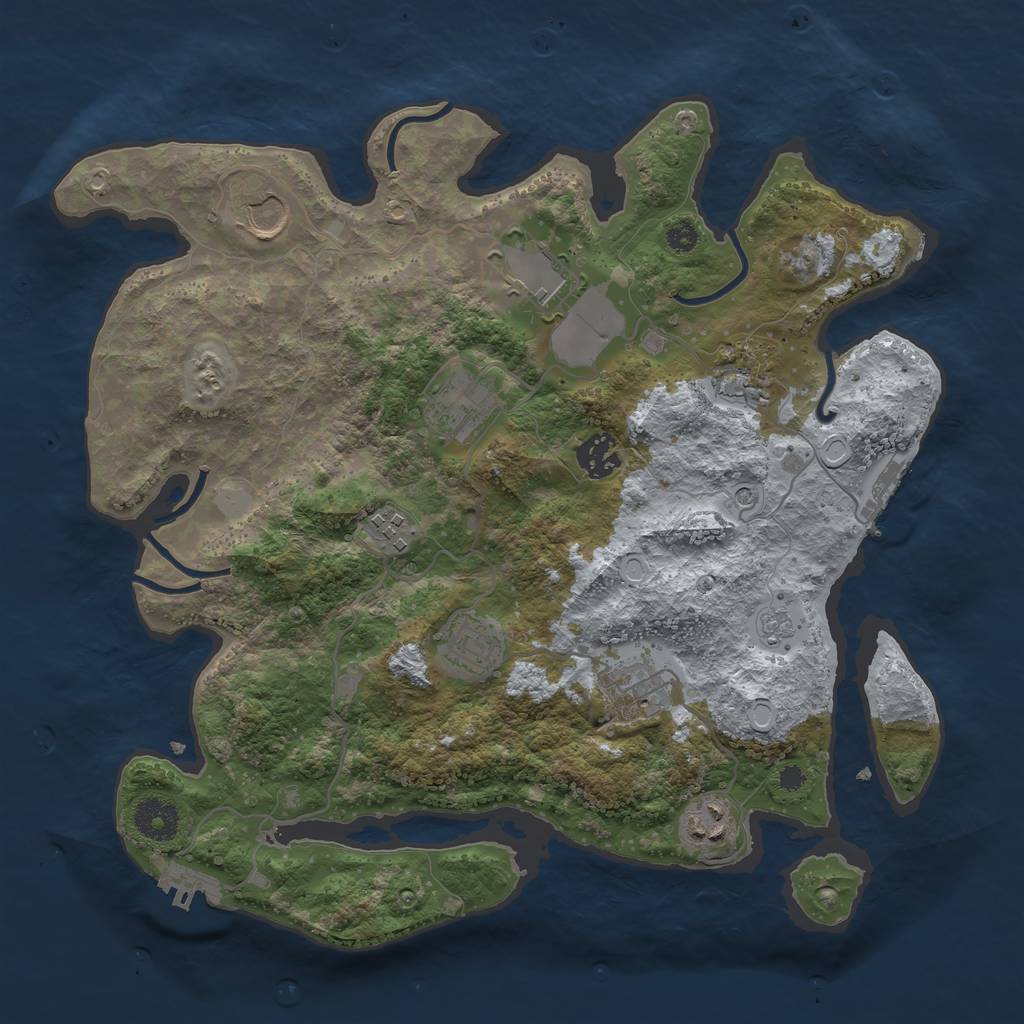 Rust Map: Procedural Map, Size: 3500, Seed: 88808626, 18 Monuments