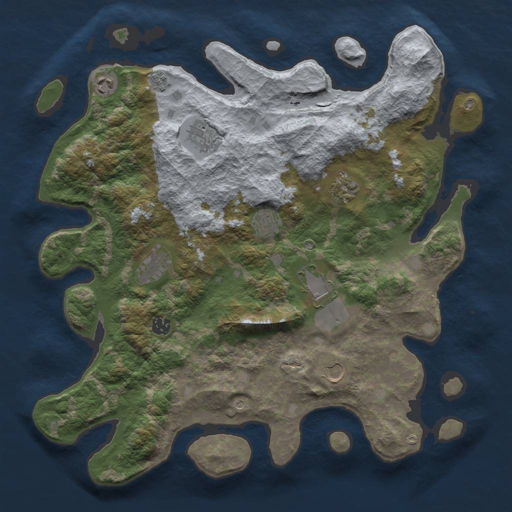 Rust Map: Barren, Size: 4000, Seed: 479856989, 12 Monuments