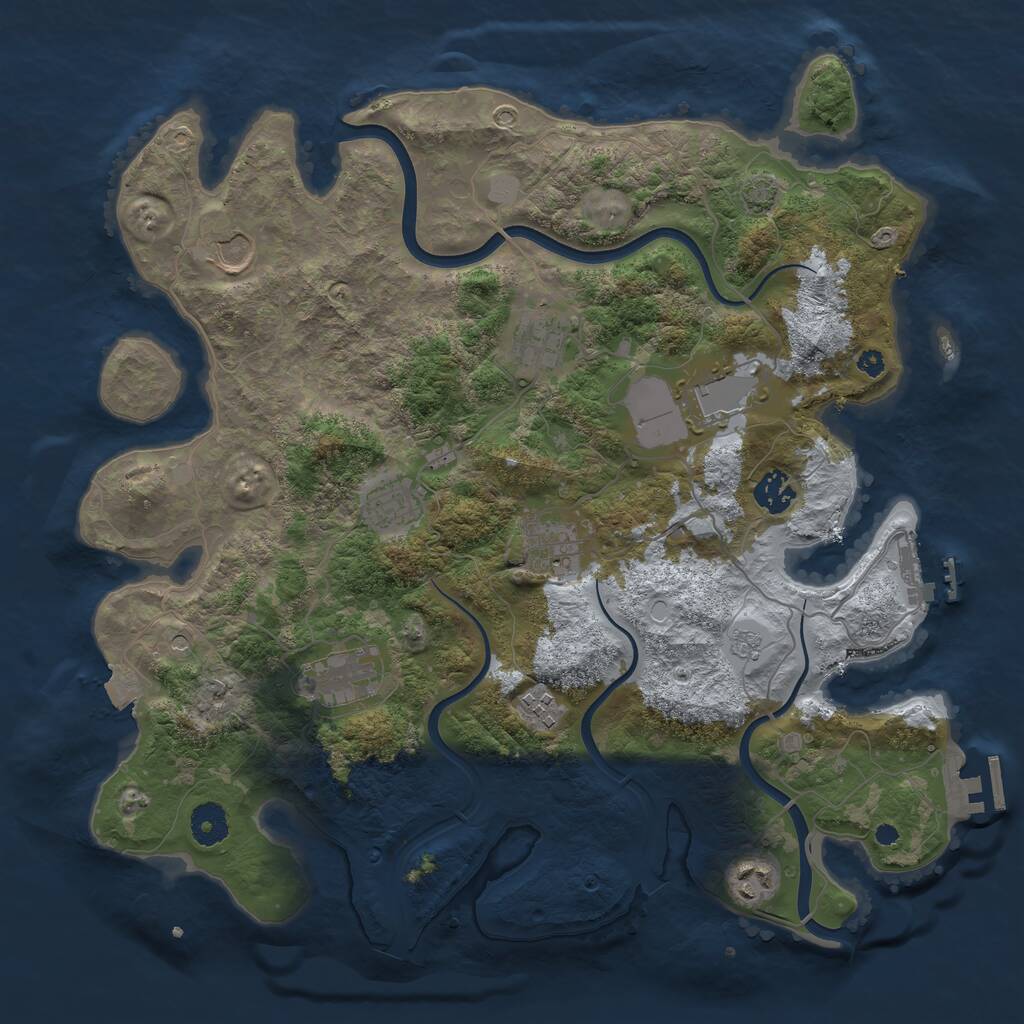 Rust Map: Procedural Map, Size: 3800, Seed: 124166546, 15 Monuments