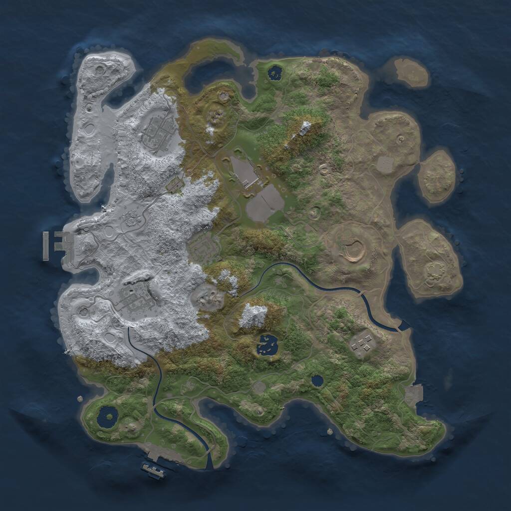Rust Map: Procedural Map, Size: 3500, Seed: 73555608, 13 Monuments