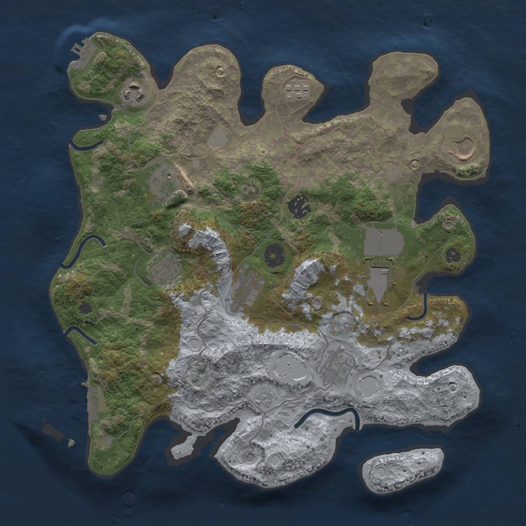 Rust Map: Procedural Map, Size: 3500, Seed: 56766024, 16 Monuments