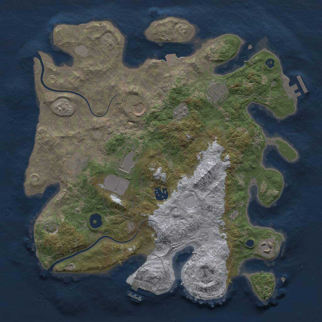 Rust Map: Procedural Map, Size: 3500, Seed: 15437053, 13 Monuments