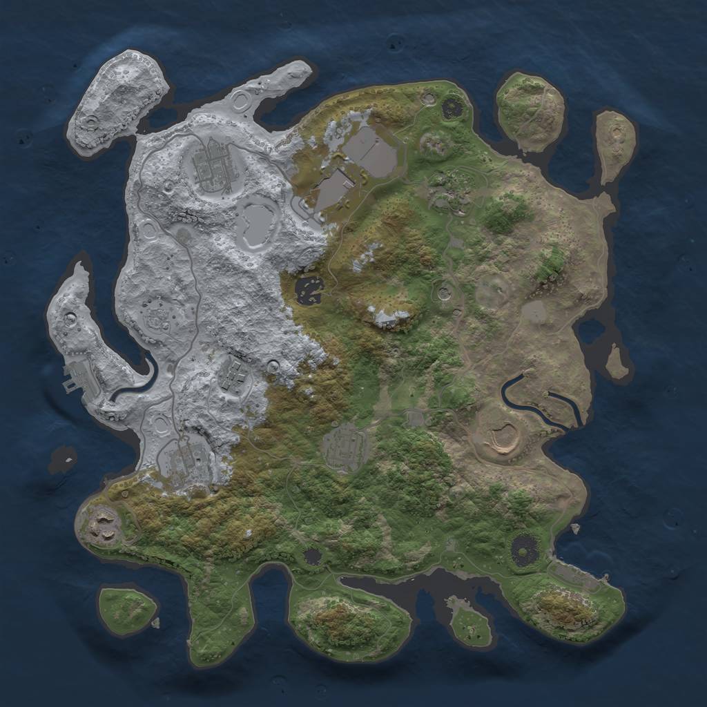 Rust Map: Procedural Map, Size: 3500, Seed: 53130147, 18 Monuments