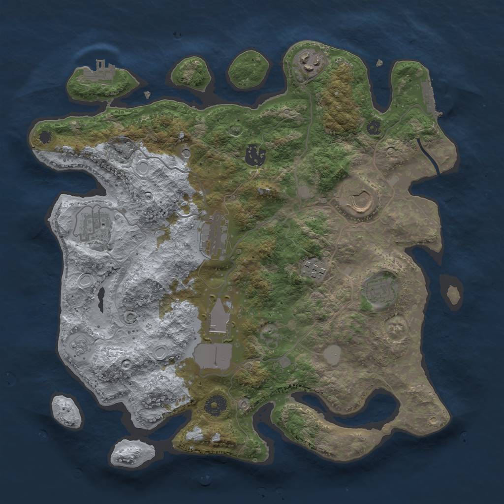 Rust Map: Procedural Map, Size: 3500, Seed: 18851849, 17 Monuments