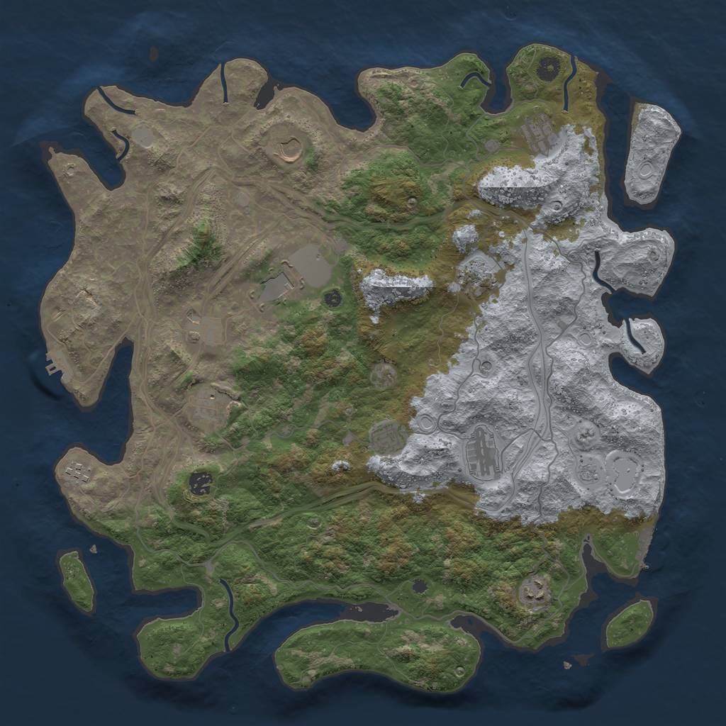 Rust Map: Procedural Map, Size: 4500, Seed: 1480374210, 20 Monuments