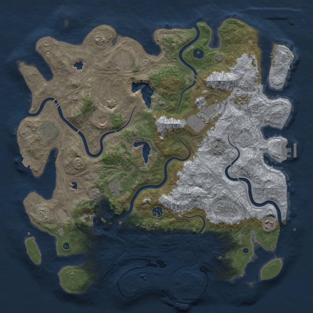 Rust Map: Procedural Map, Size: 4500, Seed: 1480374210, 16 Monuments
