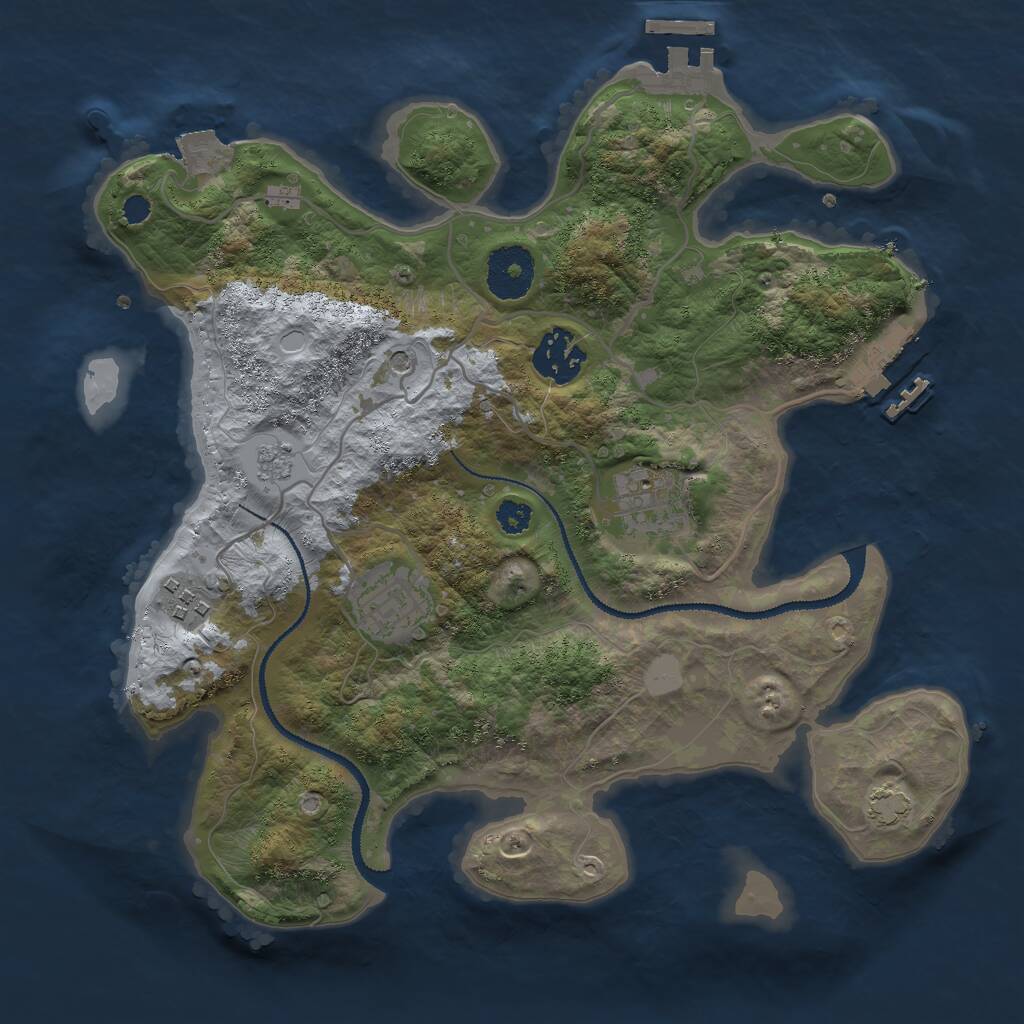 Rust Map: Procedural Map, Size: 3000, Seed: 1167800594, 10 Monuments