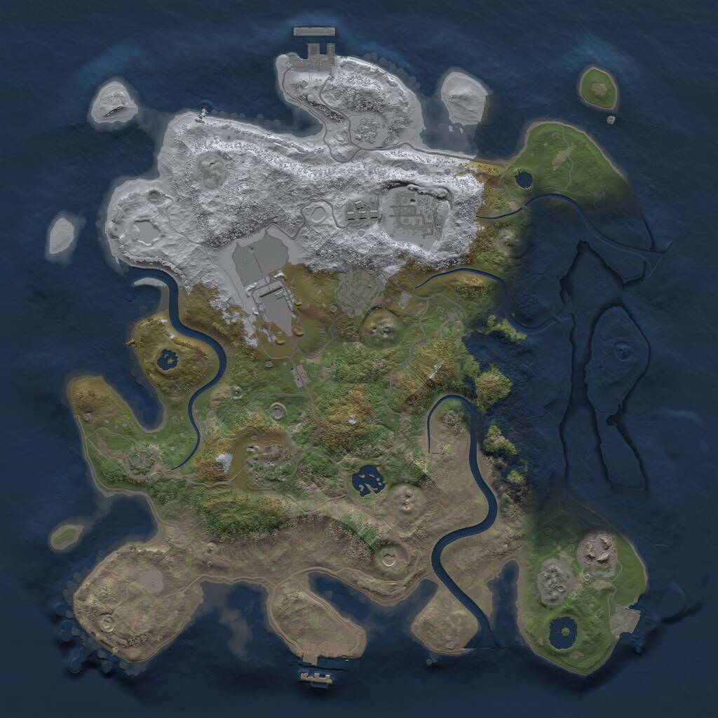 Rust Map: Procedural Map, Size: 3500, Seed: 24498531, 13 Monuments