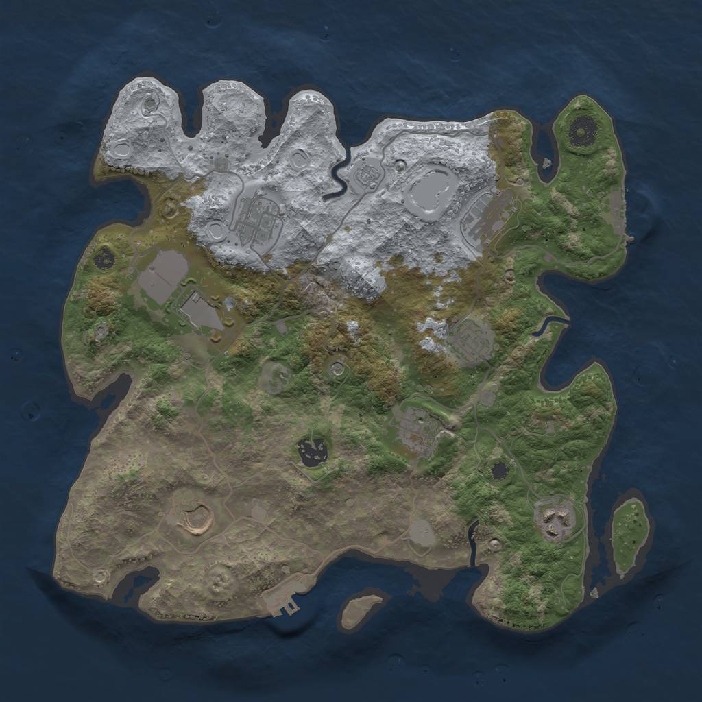 Rust Map: Procedural Map, Size: 3500, Seed: 97795819, 17 Monuments