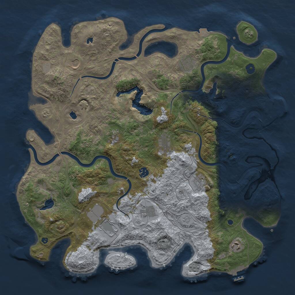 Rust Map: Procedural Map, Size: 4500, Seed: 782423, 16 Monuments