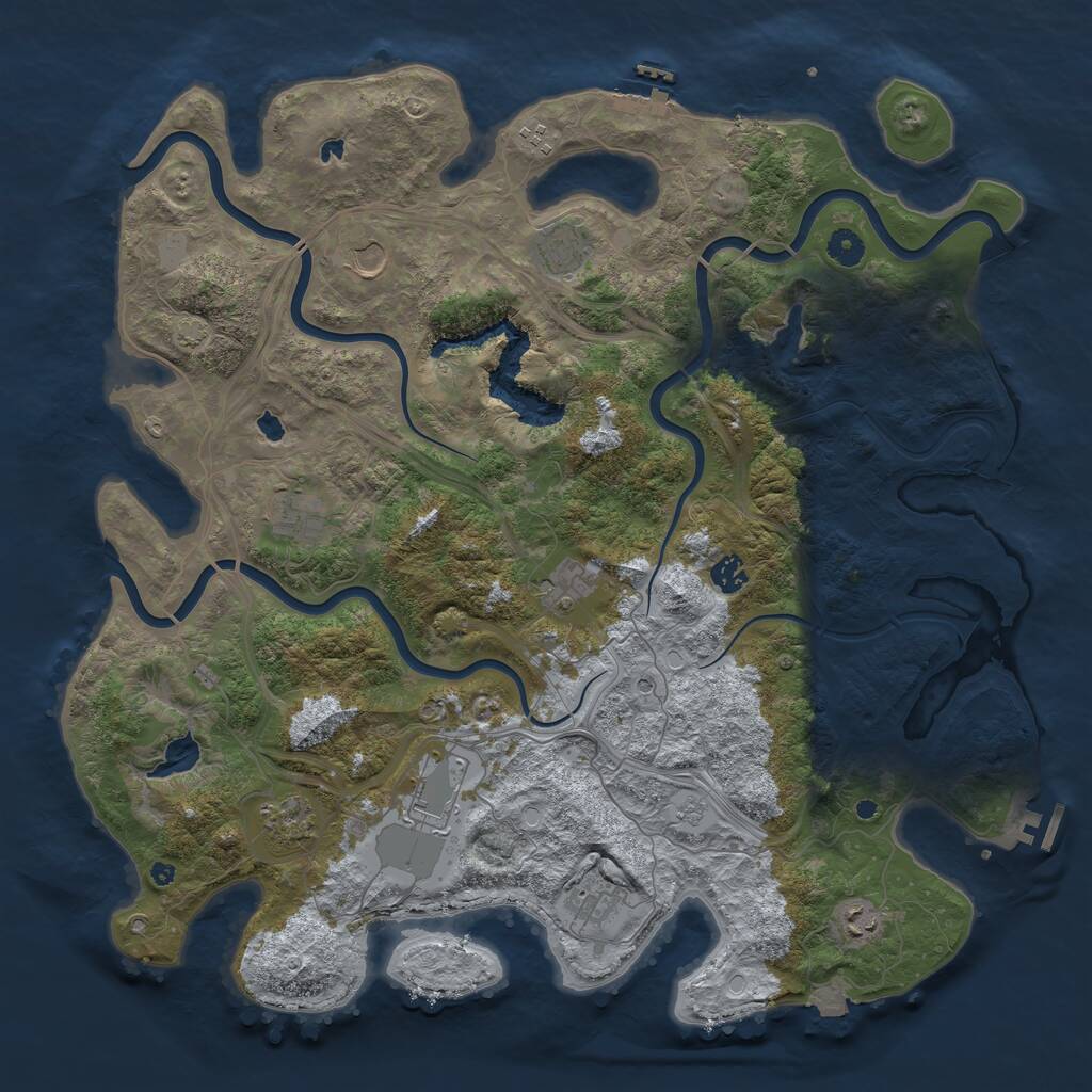 Rust Map: Procedural Map, Size: 4500, Seed: 782423, 16 Monuments