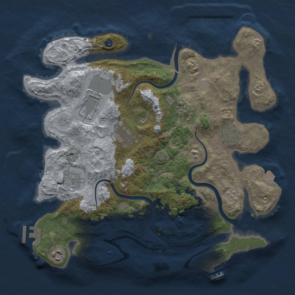 Rust Map: Procedural Map, Size: 3500, Seed: 24250821, 13 Monuments