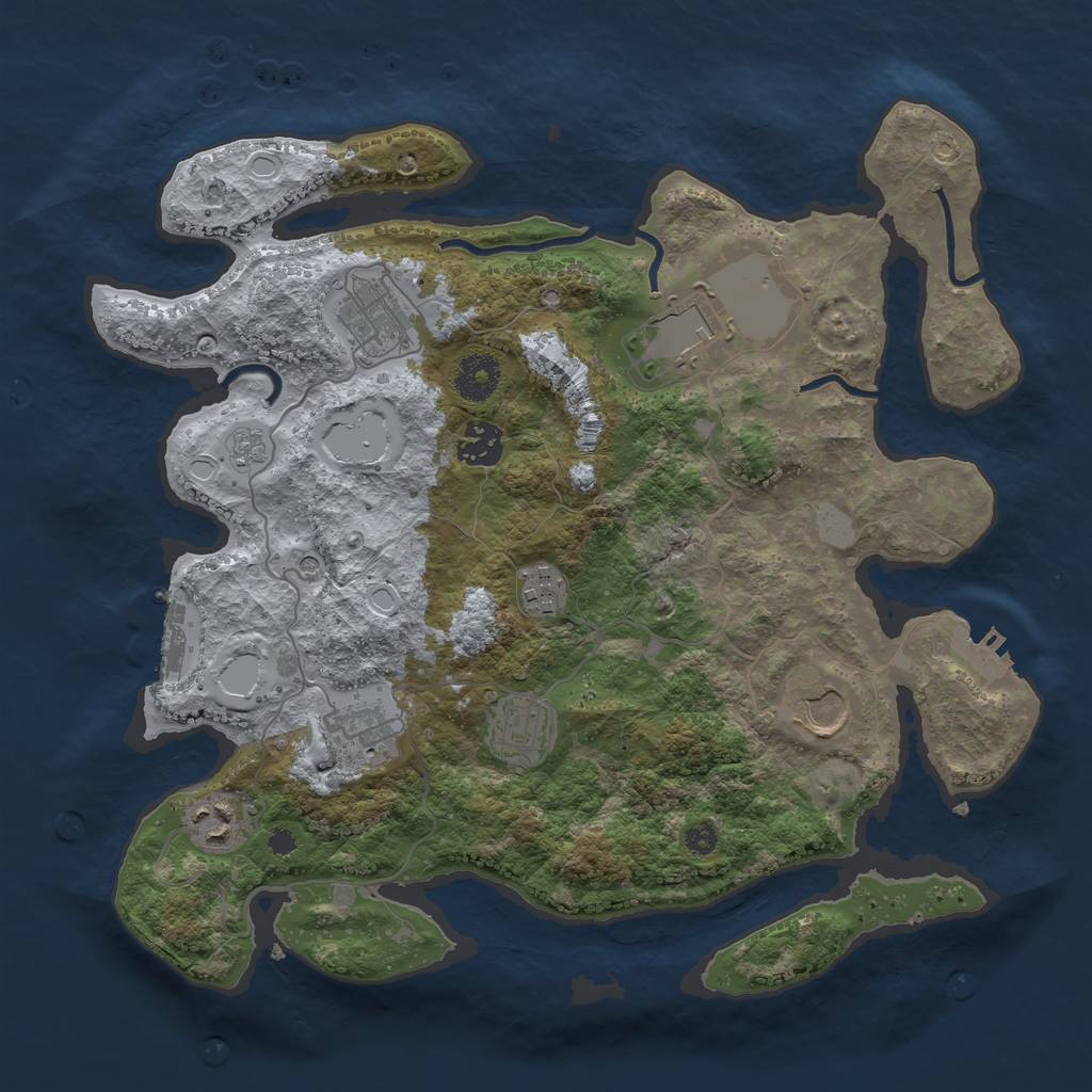 Rust Map: Procedural Map, Size: 3500, Seed: 24250821, 17 Monuments