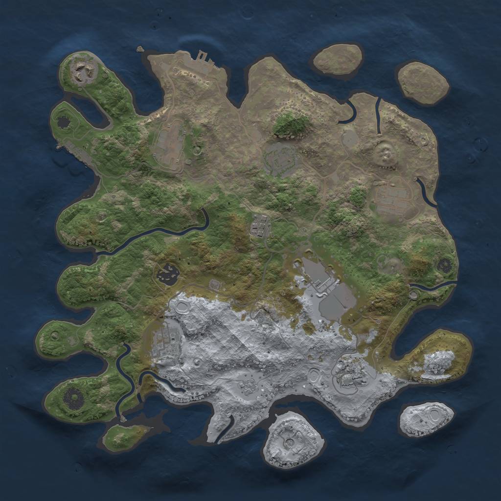 Rust Map: Procedural Map, Size: 3500, Seed: 1399213911, 18 Monuments