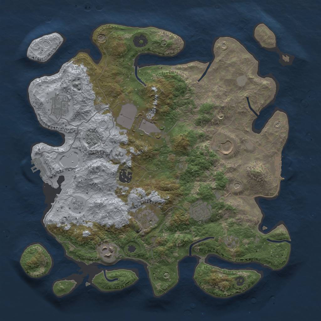 Rust Map: Procedural Map, Size: 3500, Seed: 17291550, 17 Monuments