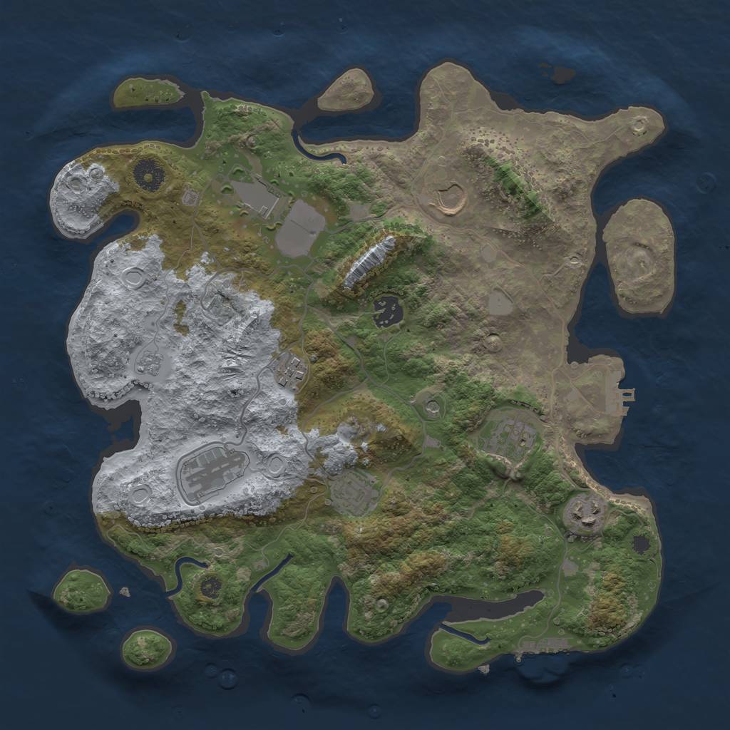 Rust Map: Procedural Map, Size: 3500, Seed: 50176253, 17 Monuments