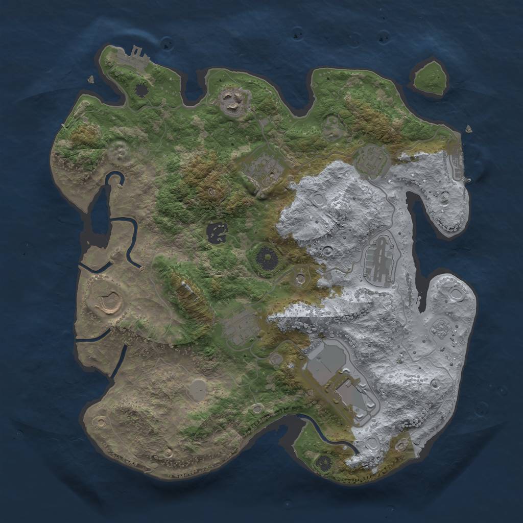 Rust Map: Procedural Map, Size: 3500, Seed: 80233789, 17 Monuments