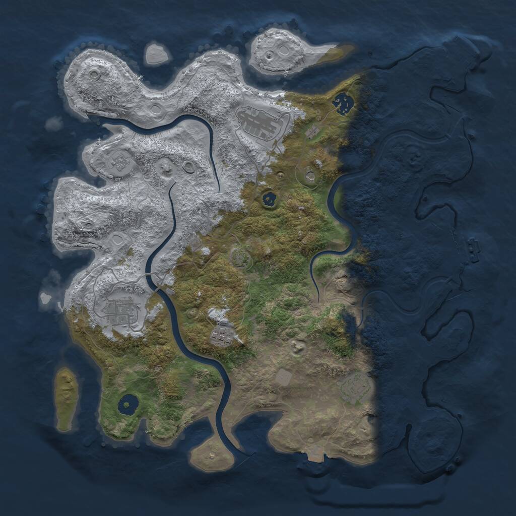 Rust Map: Procedural Map, Size: 3750, Seed: 1218900607, 11 Monuments