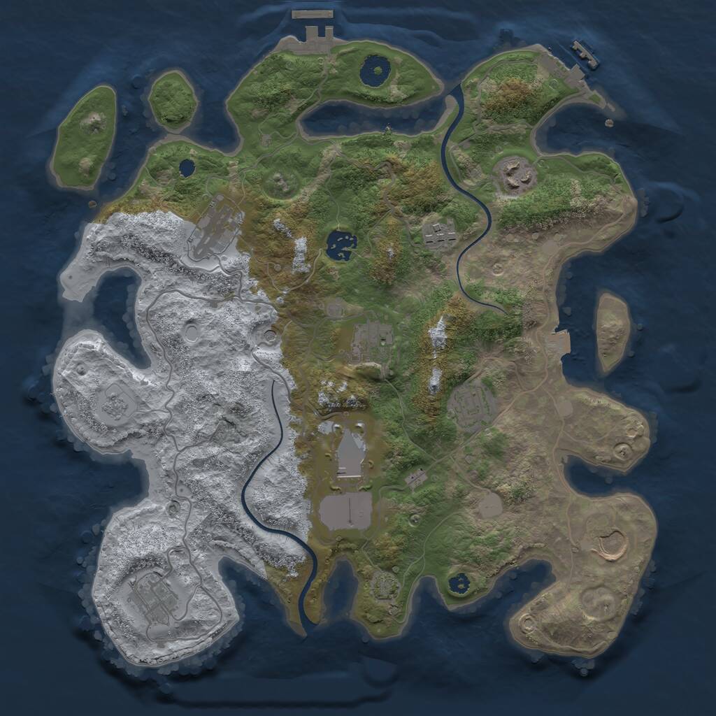 Rust Map: Procedural Map, Size: 3500, Seed: 16408361, 15 Monuments