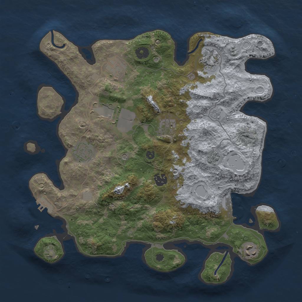 Rust Map: Procedural Map, Size: 3500, Seed: 1560481, 17 Monuments