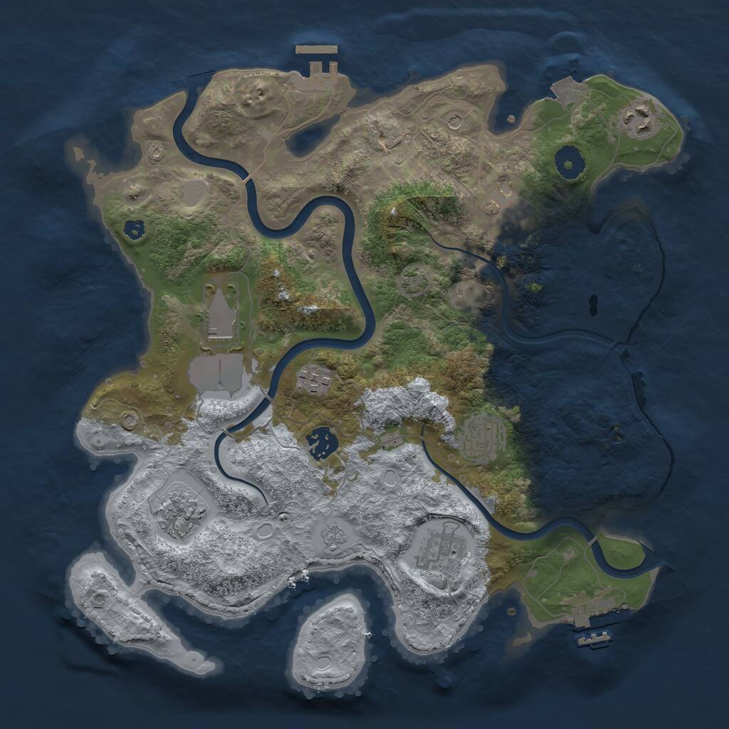 Rust Map: Procedural Map, Size: 3500, Seed: 1583891339, 14 Monuments