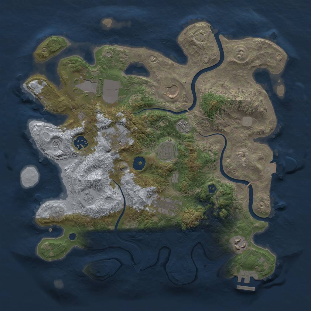 Rust Map: Procedural Map, Size: 3500, Seed: 21172948, 13 Monuments